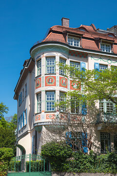 city palace Jugendstil house, Palais Bissing, historic building in Munich Schwabing