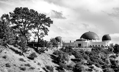 Panoramic view of popular historic Griffith oberservatory in Los Angeles, California (USA) from...