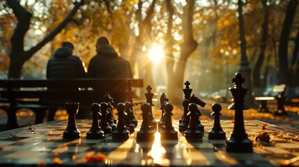 A game of chess in the park - Powered by Adobe