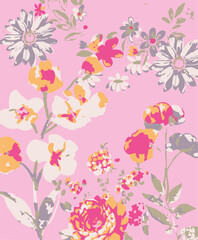 Seamless pattern with flowers and leaves. Hand drawn background. floral pattern for wallpaper.