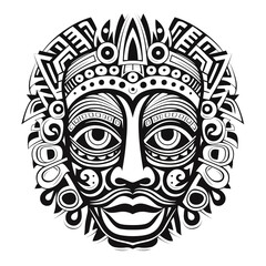 Black and white Tribal mask, Tiki mask Hawaiian and Polynesian decoration.