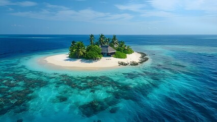 Exploring Maldives' Stunning Coral Reefs, Secluded Coves, and Pristine Beaches. Concept Maldives, Coral Reefs, Secluded Coves, Pristine Beaches, Exploration - obrazy, fototapety, plakaty