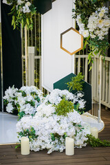 Wedding reception decoration from flowers.