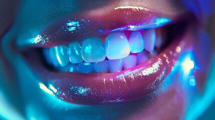 A healthy mouth gleams like a bioluminescent lagoon, with each healthy tooth a luminous pearl illuminating a smile that radiates confidence