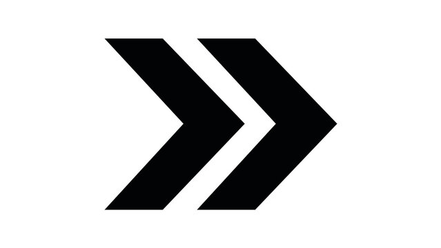 Double chevron arrow icon pointing right, symbolizing fast forward or next step, isolated on a white background for digital use.