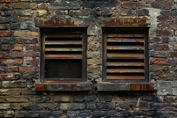 Framed by the earthy tones of a weathered brick wall, air vents add a touch of modernity while maintaining the architectural integrity of the structure.