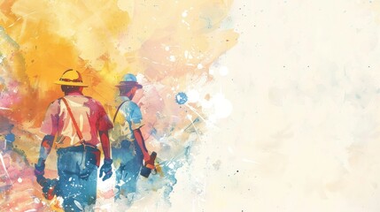  Labor Day on May watercolor style on an light abstract background poster