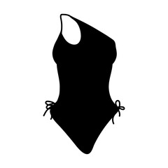Black silhouette swimsuit isolated on white flat icon for apps, websites, stickers