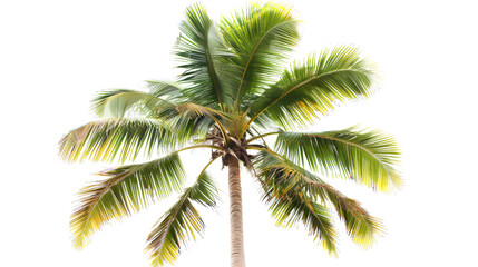 Palm tree with coconuts isolated on white background ,Background of white coconut trees ,nature tree on white background of Isolated