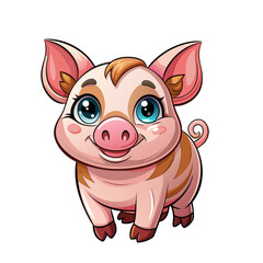 cute pig cartoon isolated on white background