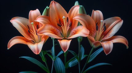 Elegant Lilies in Full Bloom with Vibrant Buds Generative AI