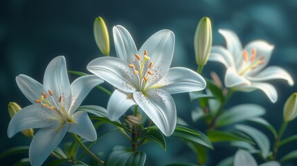 Elegant Blooming Lilies in Perfect Clarity Generative AI