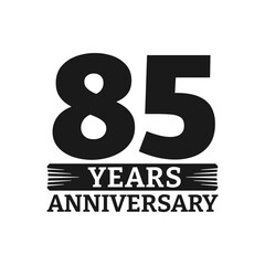 85 years logo or icon. 85th anniversary badge. Birthday celebrating, jubilee emblem design with number twenty. Vector illustration.