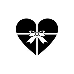 Heart Shape, Love Icon Symbol with Ribbon Silhouette, Simple and Flat Style, can use for Logo Gram, Art Illustration, Decoration, Ornate, Apps, Pictogram, Valentine's Day, or Graphic Design Element