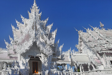 Chiang Rai, Thailand, a foreshortening of the famous Wat Rong Khun also known as White Temple