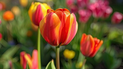 Naklejka premium Tulip is a flower that boasts vibrant colors and delicate petals