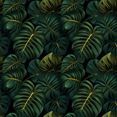Floral pattern, philodendron plant, leaves with linear monstera plant arts, vector illustration. Vector of the green background of nature - 793027992