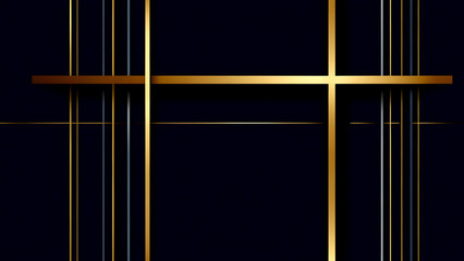 Simple elegant dark blue background with golden lines