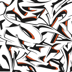 Vector graffiti illustration, seamless pattern, street art graffiti urban theme
