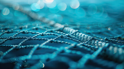 Macro photography, close-up shot, prime lenses, fishing net. Modern. Nature, sustainable design, isolated, bokeh, bright