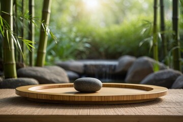 Bamboo Zen: Interior Garden Decor with Potted Bamboo in Wooden Pot by Window