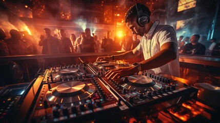Dynamic DJ Performing at a Vibrant Nightclub Party
