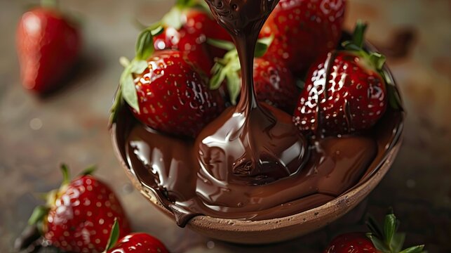 Gradually dip fresh organic strawberries into a luscious pool of melted chocolate to craft delectable chocolate covered strawberries