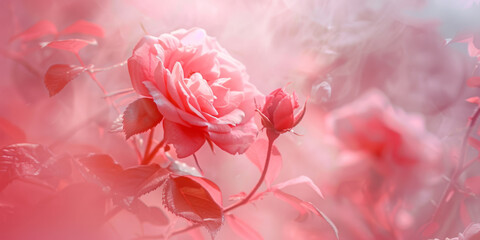 Dreamy Rose Garden: Soft Pink Blooms in Ethereal Light