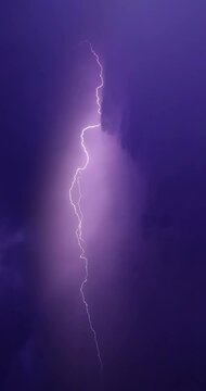 Lightning storm in the night sky. Multiple lightnings and thunders illuminate night sky