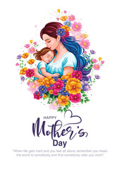 mothers dayHappy mother's day greeting. Loving Mother holding son. Family holiday and togetherness. abstract vector illustration design.