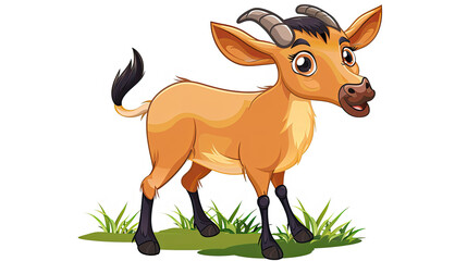 a charming illustration isolated on white background of a cartoon little bubal hertebeest 