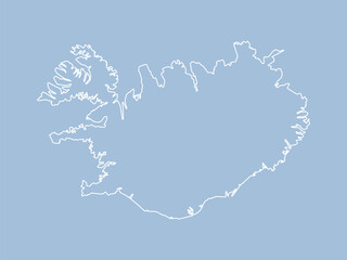 Vector outline map Iceland, line border country