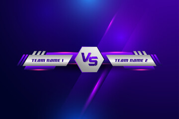 vs versus screen for fight battle or comparison futuristic banner and light shiny colorful lower third for soccer football sports Background - obrazy, fototapety, plakaty