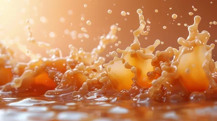 Fotobehang Mouthwatering Caramel Splashes in Motion Generative AI © Paul