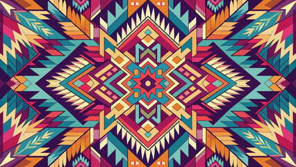 Tribal vintage ethnic seamless pattern. Aztec geometric vector background. - obrazy, fototapety, plakaty