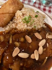 Chinese almond chicken with rice