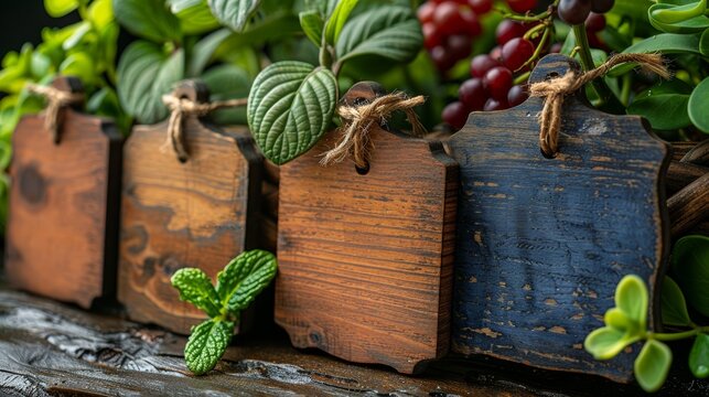 Rustic Wooden Hanging Sign Collection Generative AI