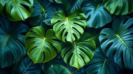 Lush Vibrant Green Monstera Leaf in Perfect Focus Generative AI