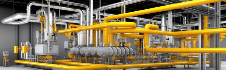 Within a modern facility, industrial pipes weave a complex network, symbolizing the infrastructure that powers industry.