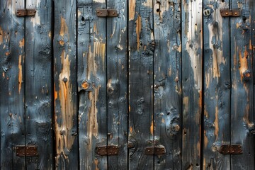 Detailed view of an aged wooden door, showcasing its texture and design
