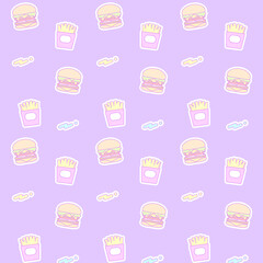 ハンバーガー&ポテトスクエアパターン⭐︎