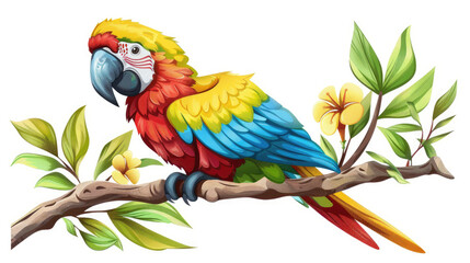a charming illustration isolated on white background of a cartoon little paradise parrot