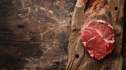 raw beef steak on wooden surface