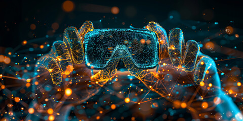 Hand touch metaverse infinite loop unlimited technology futuristic digital connection background of virtual reality cyberpunk world or internet game innovation cyber network and hologram experience