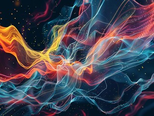 A striking vector illustration depicting abstract 3D big data visualization. This futuristic infographics design features an aesthetic that conveys complexity and sophistication