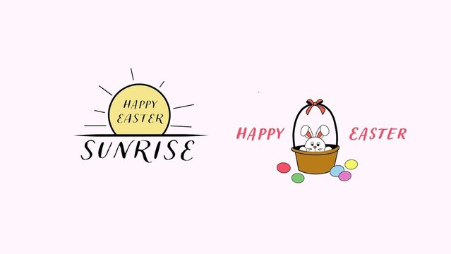Easter Bunny Chocolate Egg and Spring Sunrise Title Bundle