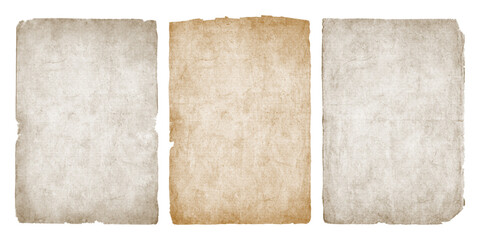 Old vintage paper sheets with ripped edges. Antique paper texture set, isolated on transparent background  © Helga