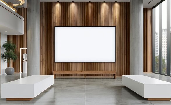Frame mockup, Empty Frame Mockup in Elegant Hallway with Marble Floor and Windows, high-resolution (300 DPI)