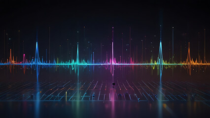 Projects with vivid neon color waves depicting the energy of voice recording.
