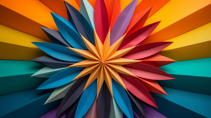 origami sun on colorful background сreated with Generative Ai